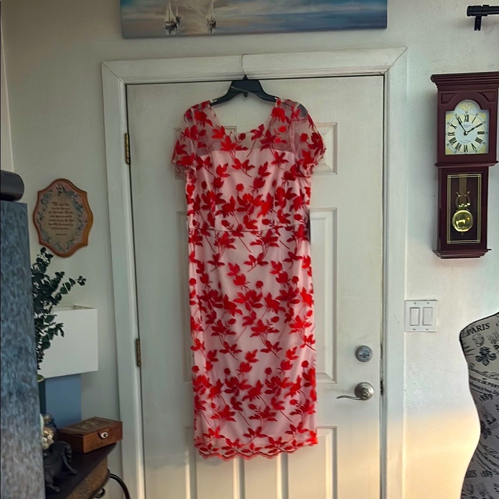Elegant Red Floral Dress